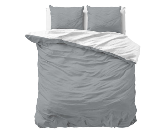 Zensation dirbtinio šilko patalynės komplektas Twin Face baltas–pilkas 200×220