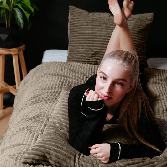 Sleeptime pliušinė patalynė Rib Teddy smėlio-rusva 200×220