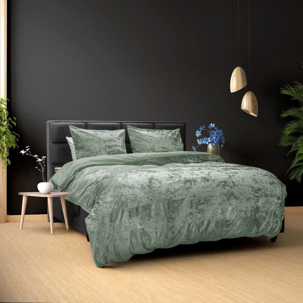 Dreamhouse aksominės patalynės komplektas Crushed Velvet žalias 200x220 ir 140x200