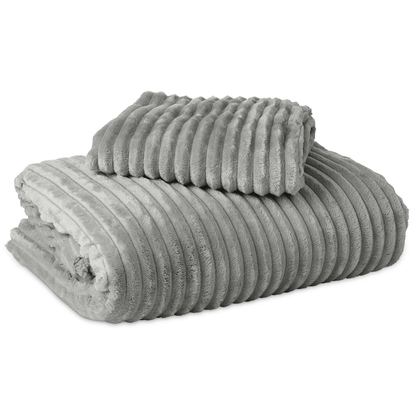 Sleeptime pliušinė patalynė Rib Teddy pilka 200×220