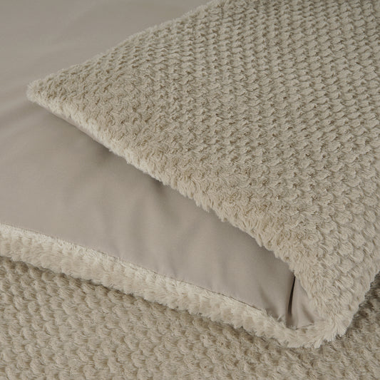 Smėlio spalvos pliušinės patalynės komplektas Teddy