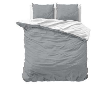 Zensation dirbtinio šilko patalynės komplektas Twin Face baltas–pilkas 200×220