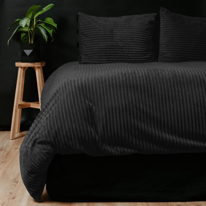 Sleeptime pliušinė patalynė Rib Teddy juoda 200×220