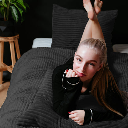 Sleeptime pliušinė patalynė Rib Teddy Juoda