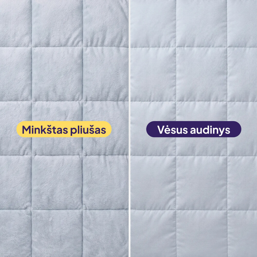 Dvipusė sunki antklodė – vėsioji ir pliušas