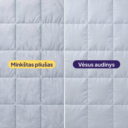 Dvipusė sunki antklodė – vėsioji ir pliušas