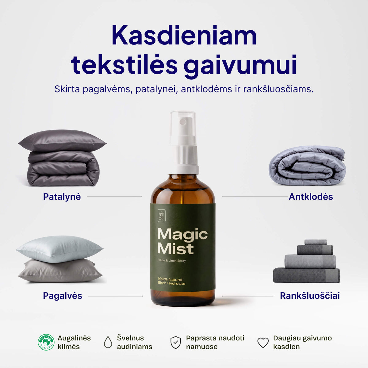 Natūralus beržų purškalas patalynei NOXNOX® Magic Mist