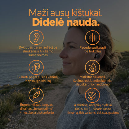 Ausų kištukai miegui ant šono Flat