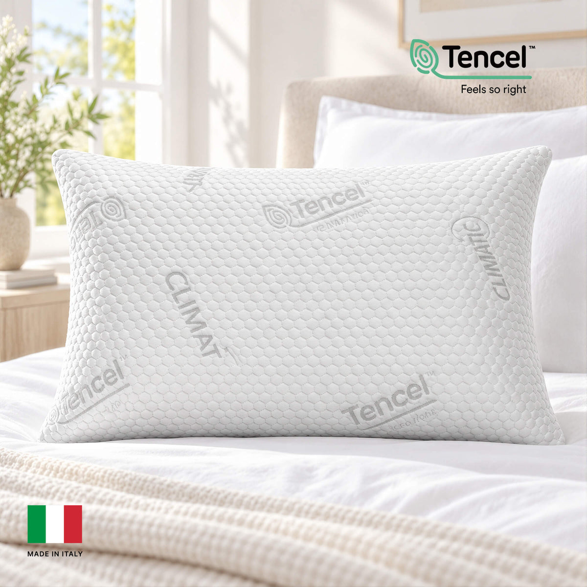 Viscospring Tencel – itališka spyruoklinė pagalvė su TENCEL™ audiniu 50×70 cm