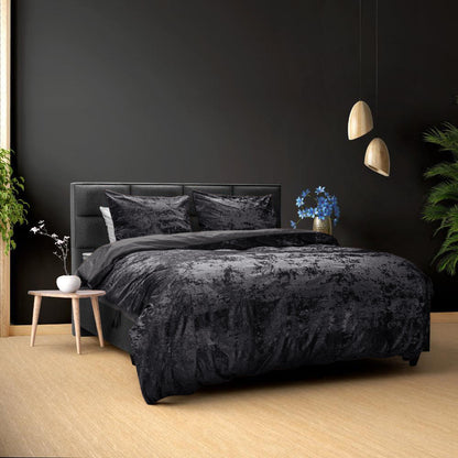 Veliūro patalynės komplektas Crushed Velvet juodas 200x220